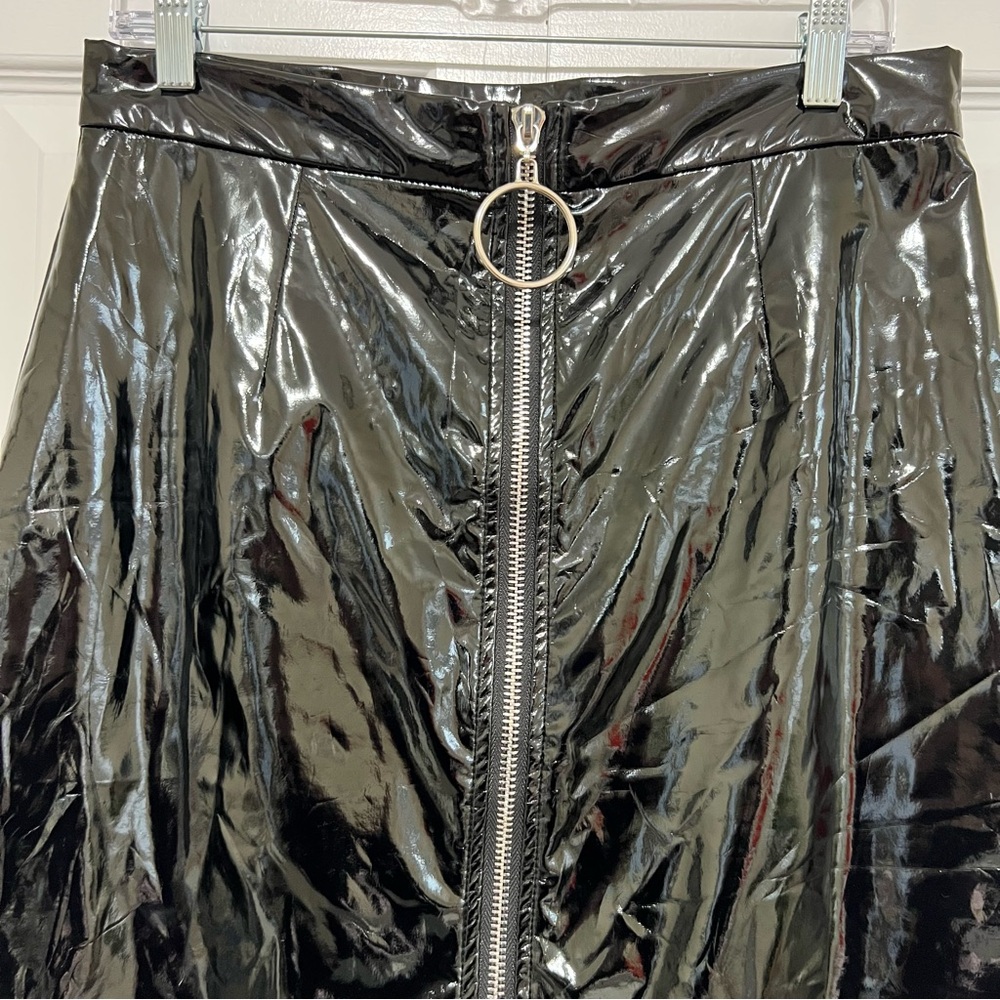 Disturbia Black Vinyl Pencil Skirt Back Zip Knee Length US Size 10 - Picture 6 of 13